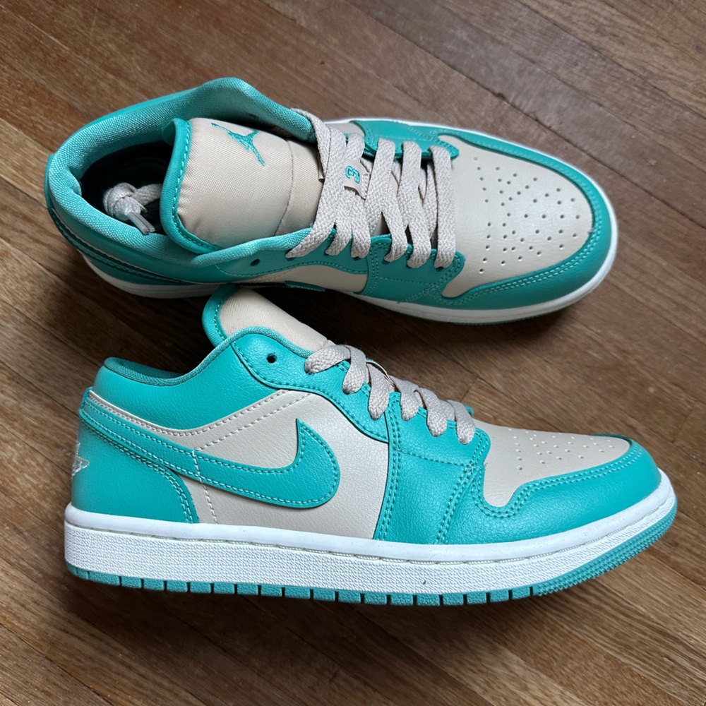 nike air jordan 1 low sanddrift/washed teal size 7 - Picture 4 of 7
